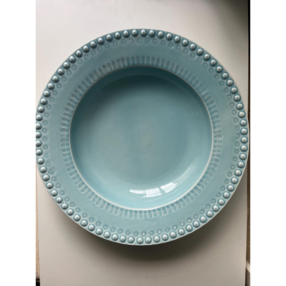 Bordallo Pinheiro Fantasia Aqua Green 13.75" Round Serving Bowl Portugal Vintage